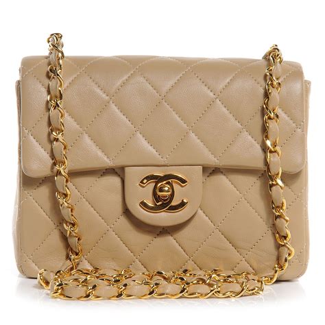 chanel quilted square vintage flap beige small|Chanel Vintage Square Flap .